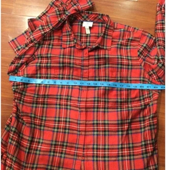 NWT Red Plaid Tartan Christmas Button Down Shirt - Picture 7 of 10